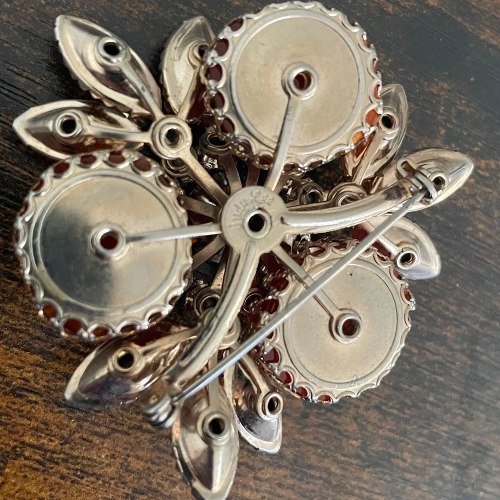 1950s Judy Lee Autumnal Rhinestone Brooch